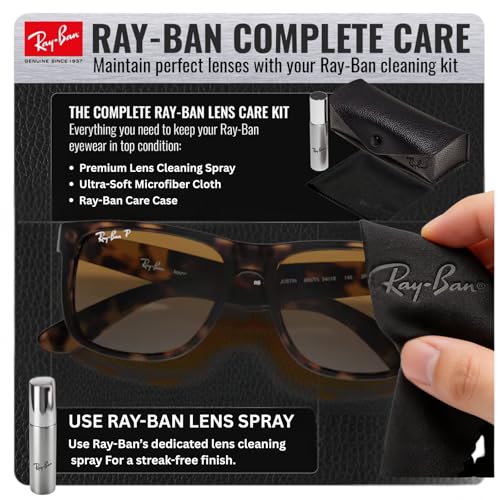 Image of Ray-Ban RB4165 JUSTIN CLASSIC Square Shaped Sunglasses for Men with Official RAYBAN Eyewear Kit