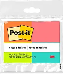 Post-it, 3M, Bloco de notas 4 blocos, 50 folhas cada Multicor