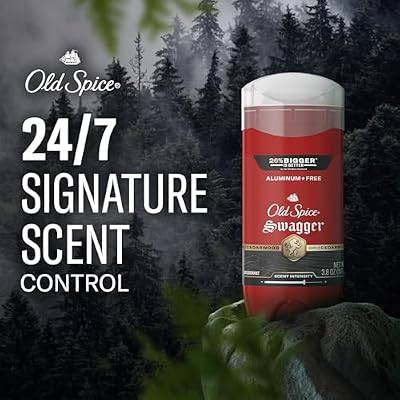 Old Spice Aluminum Free Deodorant for Men, 24/7 Protection to Eliminate Odors, 24/7 Freshness & Lasting Scent, Swagger with Lime & Cedarwood Scent, 3.8 oz (Pack of 3)