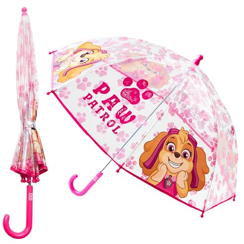 Paw Patrol Stick Umbrella for Kids Clear Dome Lightweight Kids Umbrella Travel Accessories - Kids Gifts (Pink)