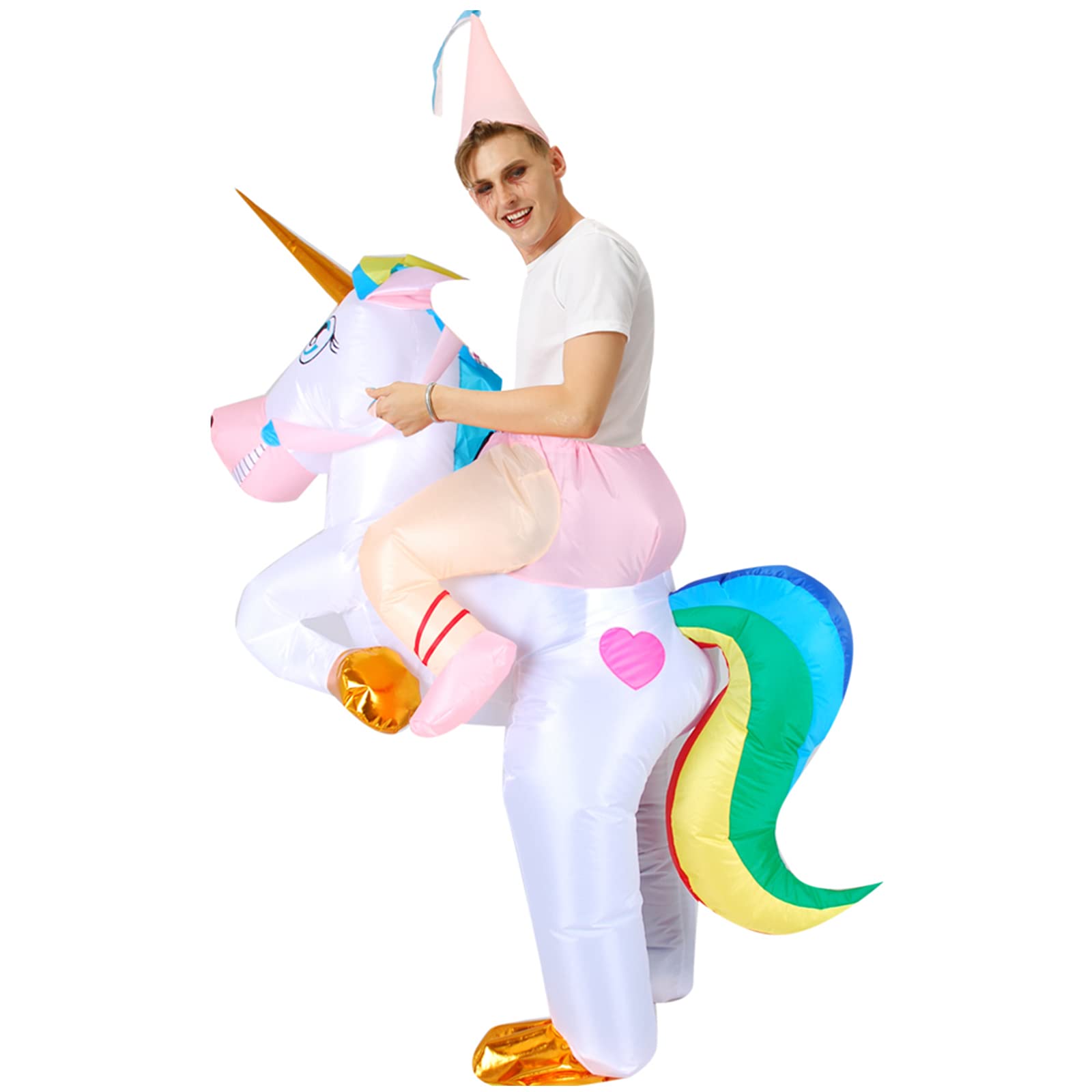 Arokibui Divertido disfraz inflable de unicornio arcoíris para fiesta de cosplay, Navidad, Halloween, festival, disfraz unisex