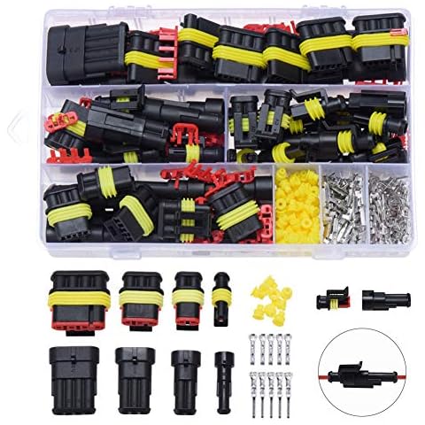 YULLING 352Pcs Waterproof Car Electrical Connector Kit, 1/2/3/4 Pin Way Terminal Wire Connector Plug For Car Motorcycle Truck Boats Scooter Cover