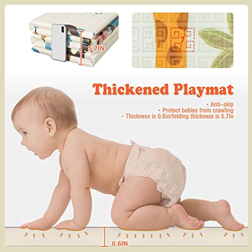 Uanlauo Foldable Baby Play Mat, Extra Large Waterproof Activity Playmats For Babies,Toddlers, Infants, Play & Tummy Time, Foam Baby Mat For Floor With Travel Bag (Monkey(79X71X0.6Inch)) #TOP3