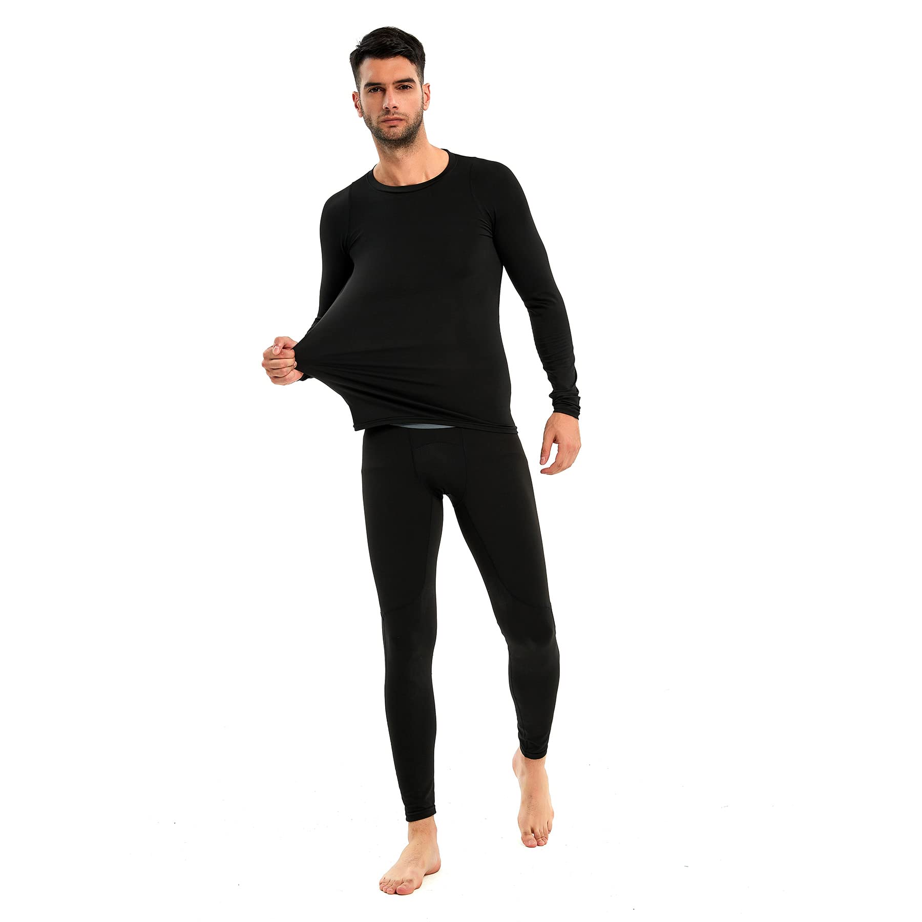 AMZSPORT 2 Pezzi Maglia Compressione Uomo Maglietta Termica Manica Lunga Maglie Sportiva Shirts Traspirante da Asciugatura Rapida Camicia Fitness Palestra