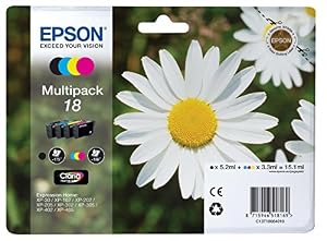 Epson Orginal 18 Tinte Gänseblümchen, XP-305 XP-402 XP-215 XP-312 XP-315 XP-412 XP-415 XP-225 XP-322 XP-325 XP-422 XP-425,Normalverpackung,Sta... (Multipack, 4-farbig)