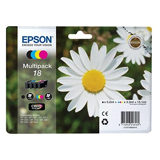 EPSON C13T18064012 - Encre d'origine Multipack Pâquerette T1806 : cartouches Noir, Cyan, Magenta et Jaune Amazon Dash Replenishment est prêt