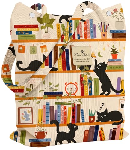 Miss Adola Corduroy Black Cat Tote