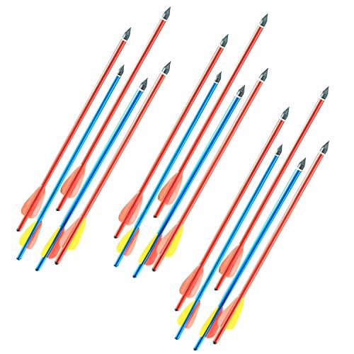 KingsArchery Crossbow Arrows Aluminum 20 inch (15 Pack) Long Arrows Set in Metallic Red for Hunting Crossbow Pistol Precision Target Arrow