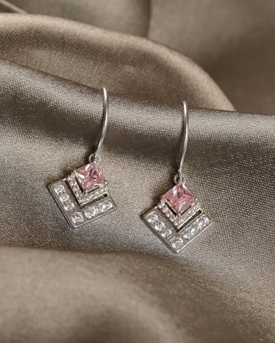 Image of CLARA 925 Sterling Silver Drop Earrings | Platinum Plated | Daily Wear |Gift for Women and Girls