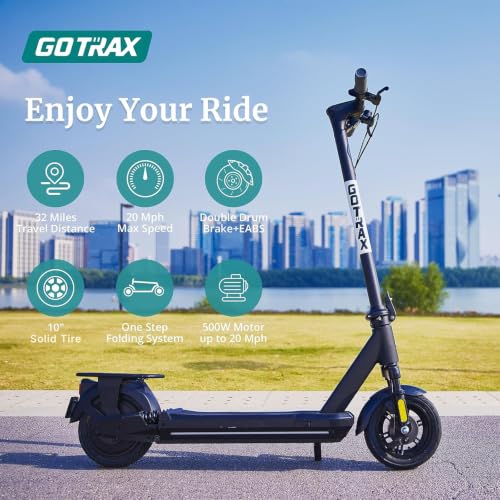 Image of Gotrax Electric Scooter for Adults,10 inch Tire, Max 25 /38Mile, 20Mph By 500W | 2 Speed Modes by 500W Motor, Front Suspension, Electric Code Lock, Durable Aluminum Alloy Frame, Foldable E Scooter