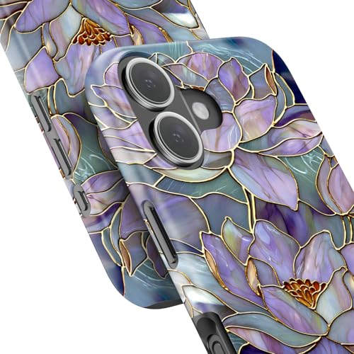 Image of Goodon for iPhone 16 Plus Case Cute - Wireless Charging Compatible - Dual-Layer Hard Shell + Silicone Cover - Protective Phone Case with Trendy Designs for Women - Abstract Lotus