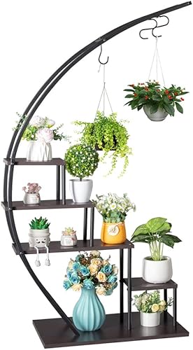 Miniatura 9 de Karl home Soporte de 6 niveles para plantas de interior creativo soporte de escalera en forma de media luna para plantas de interior múltiples