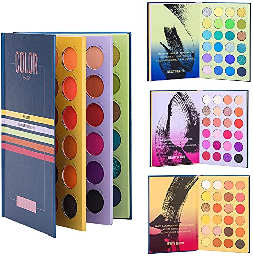Beauty Glazed Sombra de ojos de 72 colores, brillante y mate Paleta de sombras de ojos todo en uno altamente pigmentadas Paleta de maquillaje cosmético para ojos brillantes nacarados