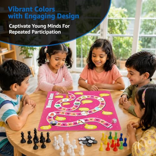 Image of Amazon Brand - Jam & Honey 10-in-1 Classic Board Games for Smart Kids|Chess,Ludo,Snakes & Ladders,Checkers & More|Boosts Decision Making,Strategic Thinking & Problem Solving|Ages 5+ Years(Multicolor)