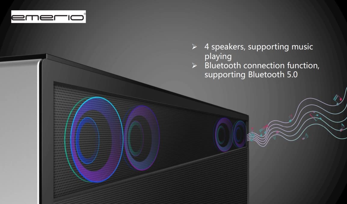 Emerio MusicFridge Getränkekühler 68L Gefrierfach 14L Soundbar Bluetooth USB USB-C Lounge-Tisch