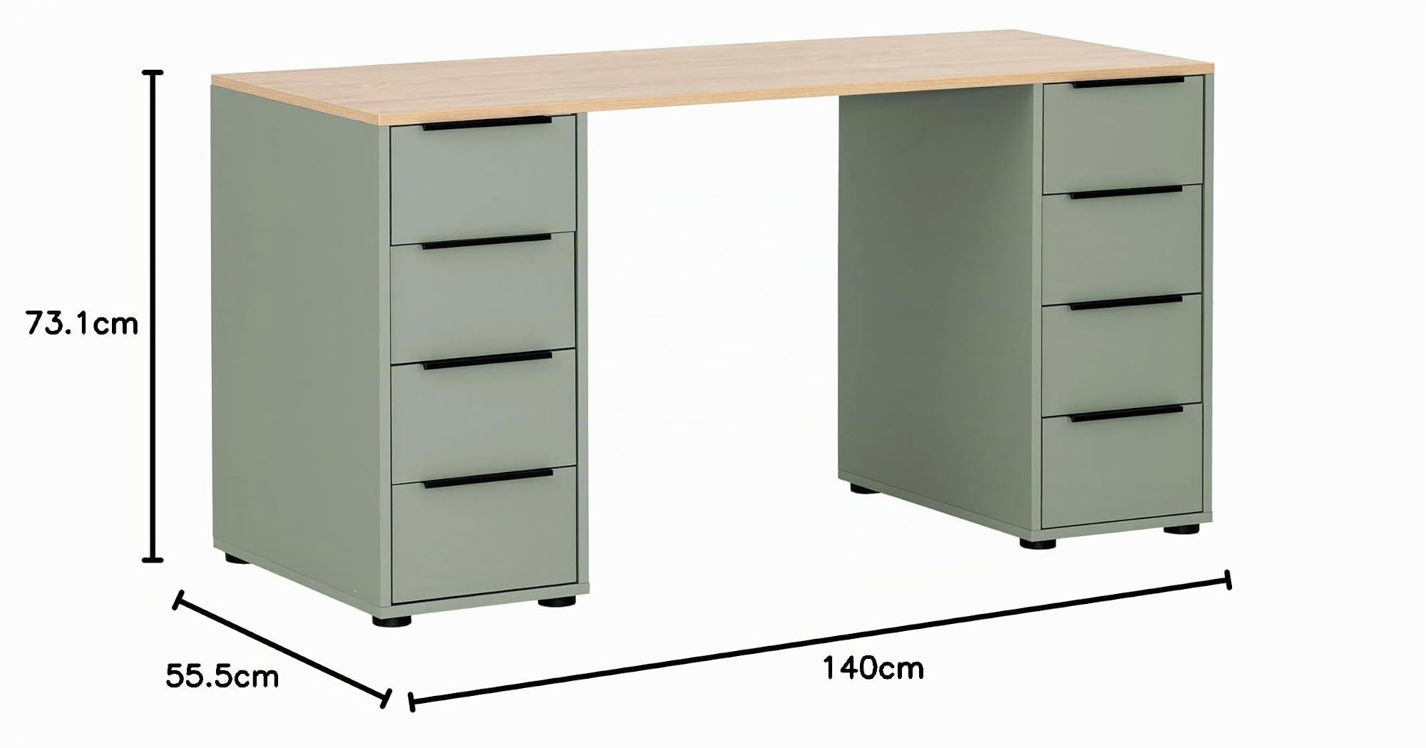 Schildmeyer Schreibtisch Elma 701967 Pistazie/Eiche hell Dekor, 140 x 55,5 x 73,1 cm