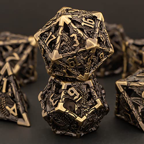 Kerwellsi Dungeons And Dragons Dice Set With Box, Eagle Metal Hollow Dnd Dice Set, Polyhedral Dice Set D&D, Role Playing Rpg Dice, D And D Dice D20 D12 D10 D8 D6 D4 #TOP4