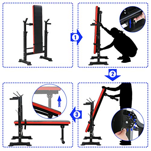 Adjustable Weight Bench Workout Bench for Full Body Exercise Olympic Weight Bench Folding Barbell Rack Stand