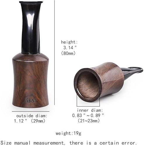 Miniatura 6 de Boquilla de madera de ébano del cigarro de las extremidades del tenedor del cigarro portátil tamaño 43-47 anillo del calibre