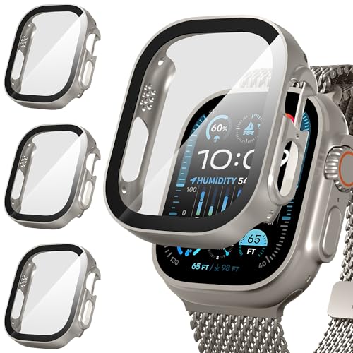 Materiale di Alta Qualità: La Custodia per Apple Watch Ultra/Ultra 2 49mm è realizzata in vetro temperato con una durezza di 9H, che è robusta, infrangibile e dura. E la conchiglia fatta di PC di alta qualità e forte, sicurezza e protezione ambientale, fornisce una protezione completa per il vostro orologio