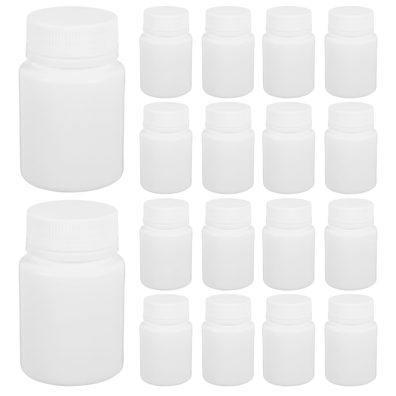 Botella de pastillas hermética de 50 ml para medicamentos, cápsulas y botes de viaje de PE