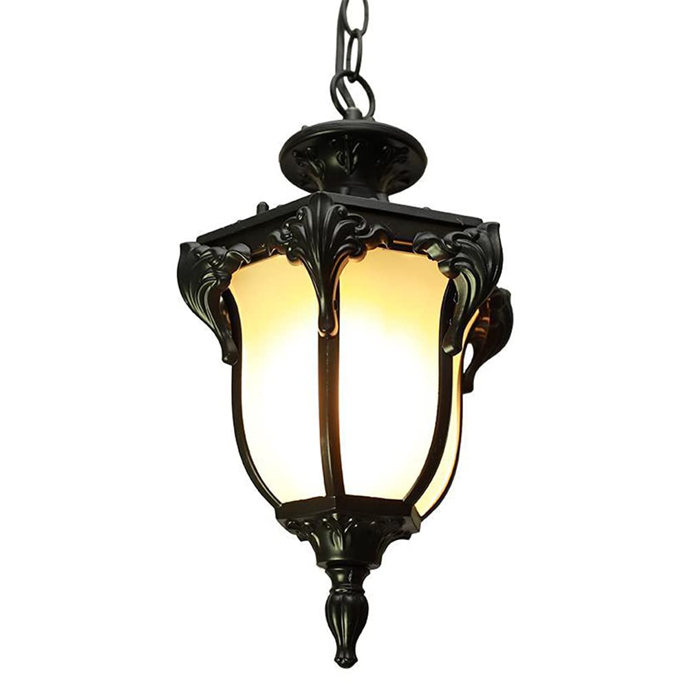 LYMSXAZOU Vintage Industrial E27 Outdoor Pendant Light - Waterproof Retro Ceiling Lantern for Gazebo Villa Loft Patio Balcony Courtyard Stylish Rainproof Chandelier