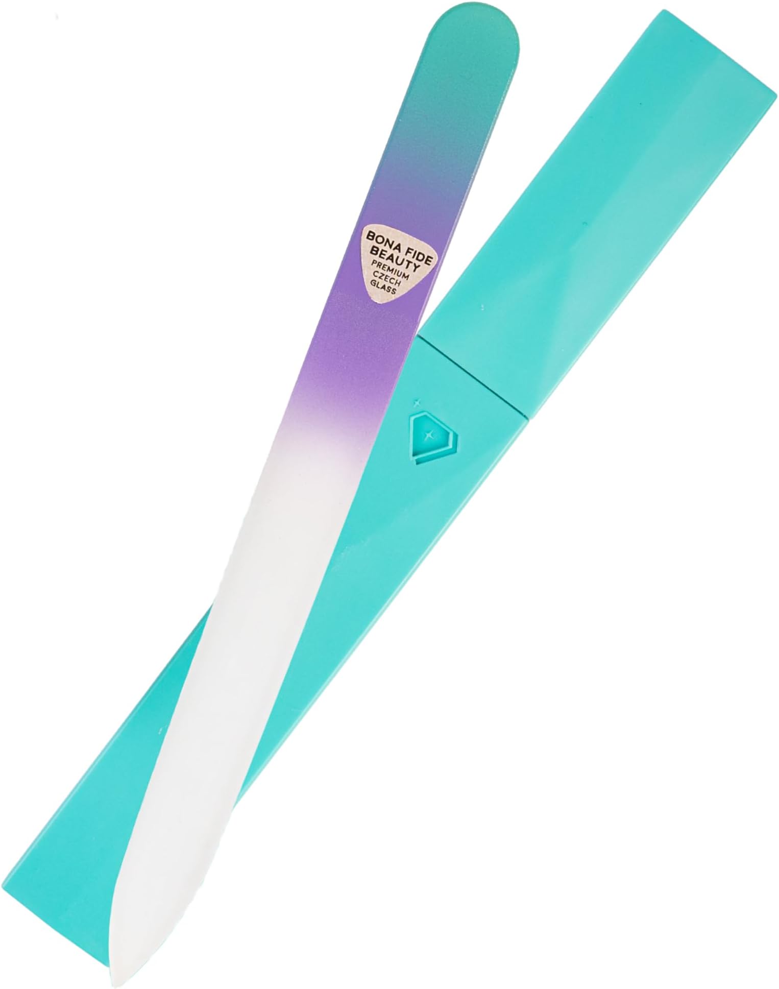Glass Nail File Manicure Nail Care, Professional Smooth Finish - Pastel Aqua/Violet, Good Quality Beauty Real Czech Glass