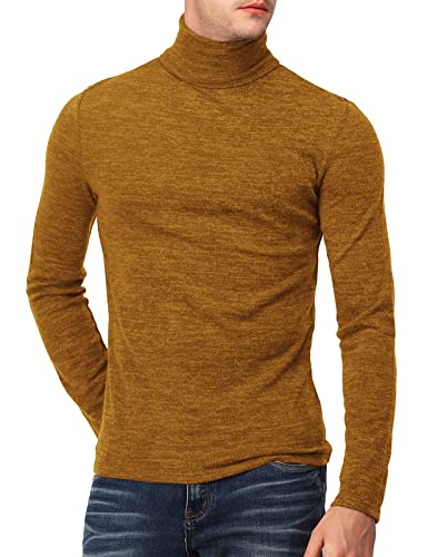 H2H Mens Thermal Knitted Long Sleeve Pullover Sweater With Turtleneck And Slim Fit Mustard Us L/Asia 3Xl (Kmttl028) #TOP2