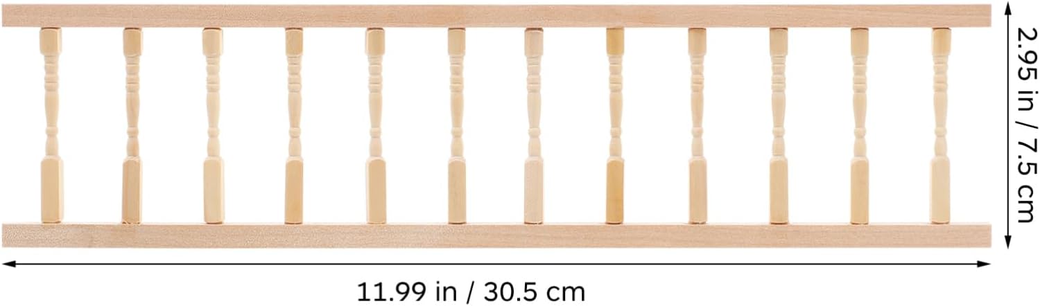 Gatuida 2pcs Dollhouse Railing 1:12 Wooden Dollhouse Fence Dollhouse Furniture Decoration Accessory for Miniature Props