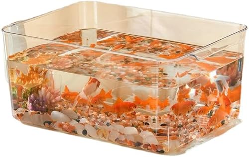 Auybuig 金魚鉢 水槽 金魚 飼育水槽 メダカ水槽 飼育 大容量 アクアリウム 透明 アクリル水槽 観葉植物 インテリア 容器 ボウル プラスチック 透明 水培 大容量 おしゃれ メダカ 鉢 インテリア 花瓶 テーブル アクアリウム ボウル (長方形
