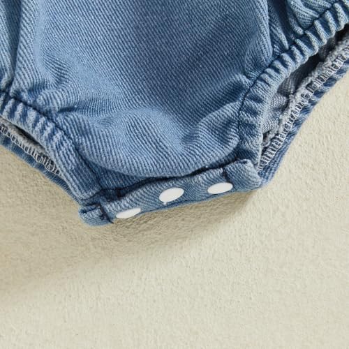 Summer Outfit Infant Baby Girl Romper Denim Sleeveless Halter Jumpsuit Bodysuit One Piece Clothes4
