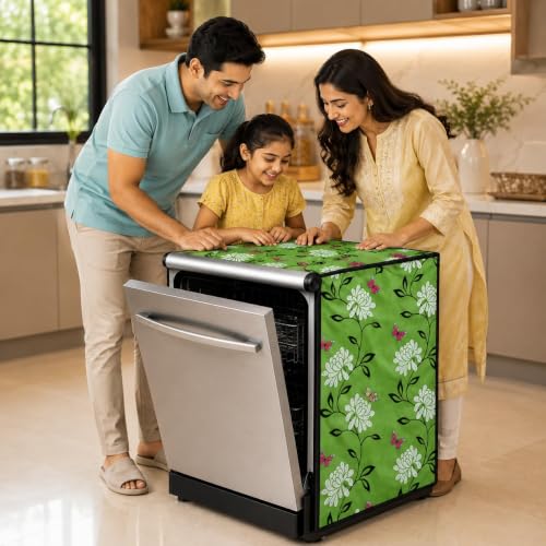 Image of Dishwasher Cover for 12 to 15 Place Setting | Water-Resistant Dustproof Zip Cover | Universal Fit Compatible with Bosch, LG, IFB, Hafele, Faber & More | 63 x 63 x 88 cm | Design 18
