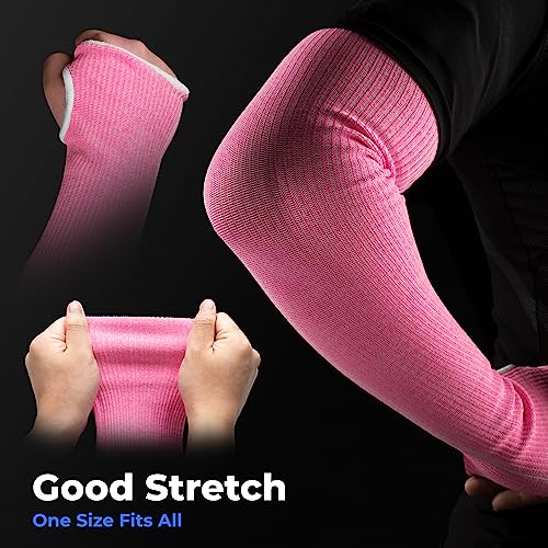Image of OriStout Cut Resistant Farmer Sleeves with Tumb Hole, Pink, 2 Pairs