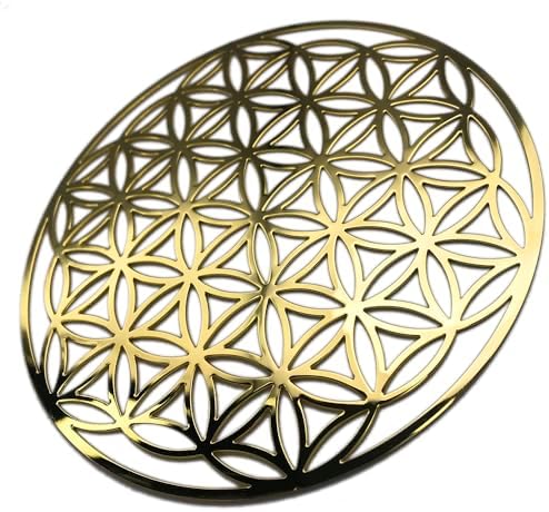 Flower of Life Metal Gold Plated Ornament Sri Yantra for Home Dec...