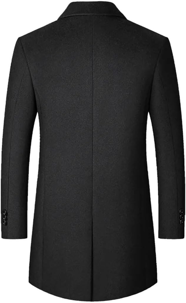 Haitpant Men's Woolen Coat Solid Slim Mid-Length Windbreaker Warm Wear-Resistant Wool Coat Business Formal Wear Jacket