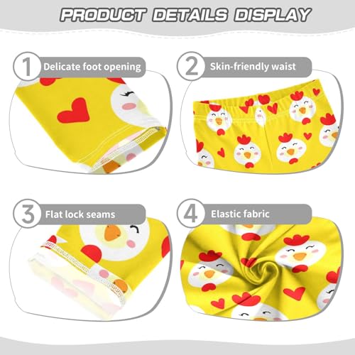 Girls' Leggings Cute Chicken Heart Yellow Kids Yoga Tights Pants 1 Pack 23022593