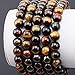 MASSIVE BEADS Elagnat Natural Multi-Color Tiger Eye Braided Macrame Bracelet 8mm Round Beads Gift (Multi-Color Tiger Eye, 8mm)