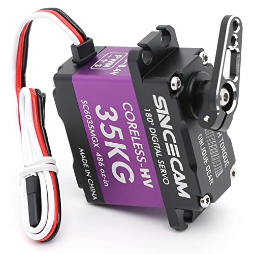 35Kg Rc Servo Waterproof Steering Servo 180°Metal Oblique Gear High Speed Servo Full Aluminum Case Coreless Digital Servo Precise Angle Smoother Rotation For 1/10 Rc Crawler Boat Robot #TOP9