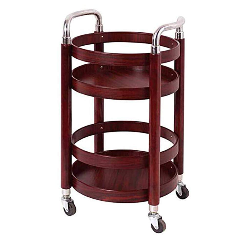 Carrito de servicio para cocina y salón con estante de almacenamiento móvil de madera maciza