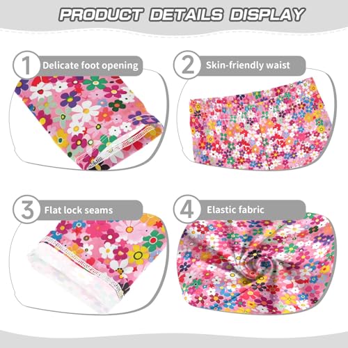 Girls' Athletic Leggings Ankle Length Yoga Dance Pants Kids Teen 4T Small Colorful Flower3