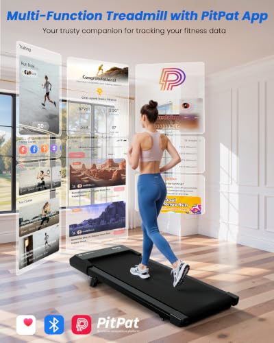 Image of DeerRun Under Desk Walking Pad Treadmill for Home Office & Small Spaces, 6% Manual Incline, 0.6-3.8 MPH Walking Speed, 2.5 HP, 300 lb Capacity, App & Remote Control
