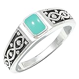 JEWELFORCE Anillo gema de Calcedonia aguamarina Unisex Ideal para regalar Anillo de plata de ley 925 Joyería artesanal Hecho a mano JSR-1222CE_69 (22.0)