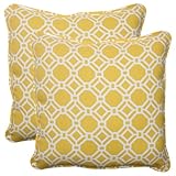 Pillow Perfect Outdoor Rossmere Corded Throw Pillow, 18.5-Inch, Yellow, Set of 2
