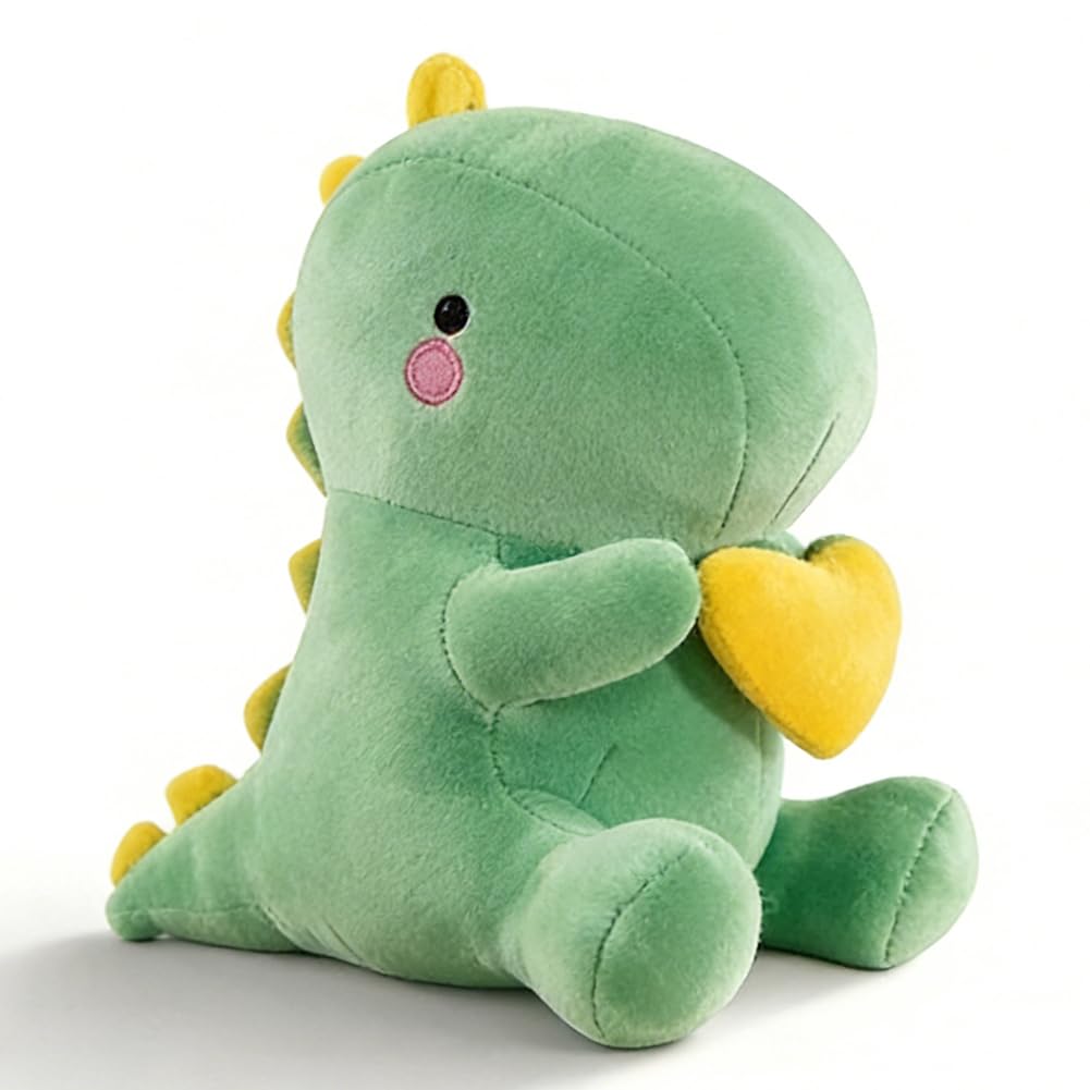 Peluche Dinosauro con Cuore - Dolce Dino Peluche Cuscino, 30CM Kawaii Peluche Dinosauro Pupazzo, Dinosauro Peluche Regalo per Ragazze, Fidanzata, Bambini, San Valentino (Verde)