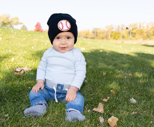 Funky Junque Adorable Newborn Baby Smiley Face Beanie - Soft Knit Winter Hat with Premium Suede Patch3