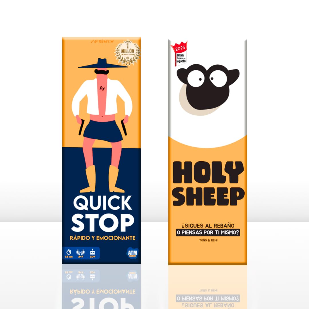 Lote de QuickStop + Holy Sheep - Juegos de Mesa para Familia y Amigos - Divertido, Rápido y Original - Gran Premio del Juguete 2024 y 2025 - Regalo Navidad