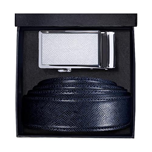 BNJWJZS Boxed Mens Belts Leather Waist Belt Automatic Buckles Ratchet Waistband for Men Dress Jeans Wedding Business Gift(120cm)