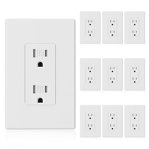 ELEGRP Matte White Decorator Wall Receptacle Outlets, Tamper Resistant 15