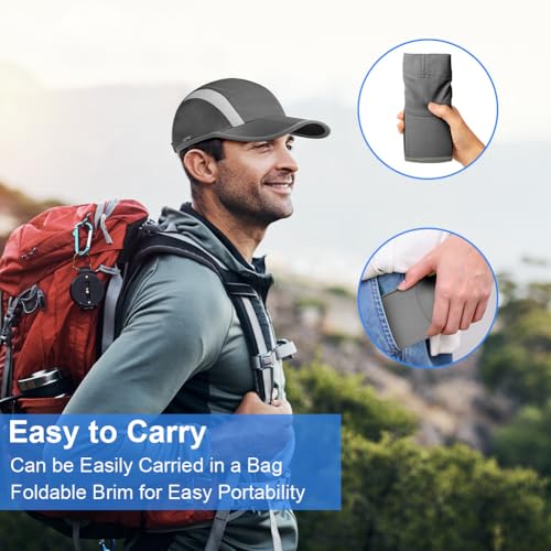 Folding Baseball Cap UPF50+ Collapsible Running Man Hat, Waterproof Sun Protection Cap Quick Dry Sport Cap Adjustable Breathable Sun Hat Visor - Image 6