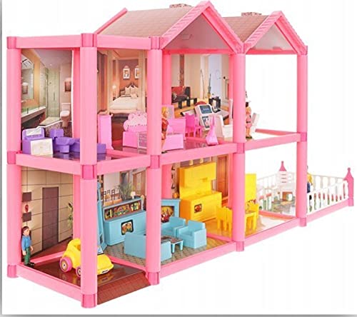 COSMOLINO Puppenhaus mit Zubehör, Dollhouse, Spielhaus, Puppenstube, Dollhouse Zubehör, für's Kinderzimmer, Dollhouse… – Bild 3